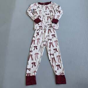 In My Jammers Toddler Girl Christmas Bow Bamboo Pajamas Set 3T Pjs Holiday
